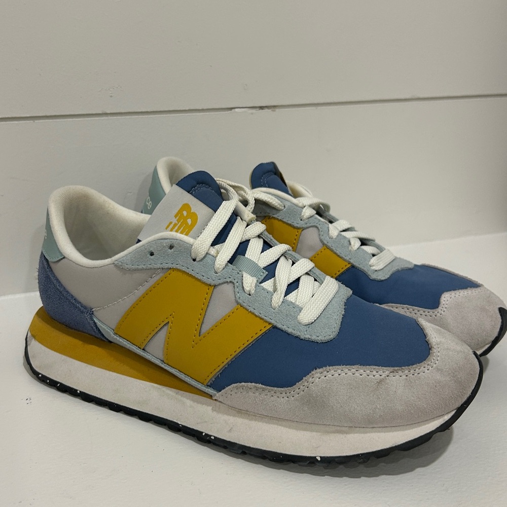 [8] Blue + Yellow New Balance 237 Sneakers